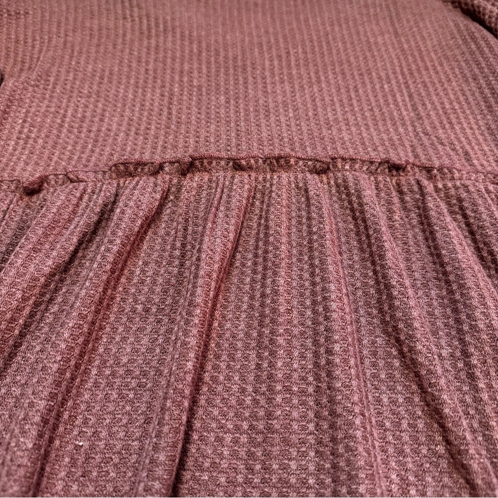 Lisa Robertson Brown Waffle Knit Top Size XS Peplum Long Sleeved V Neck NEW - Picture 12 of 13